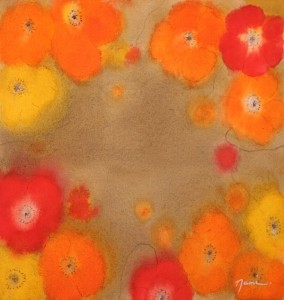 花柄のシルエット（オレンジ）｜ Floral Silhouette (Orange)